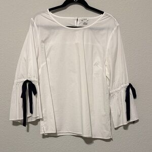 J Crew White Blouse with Black Ties